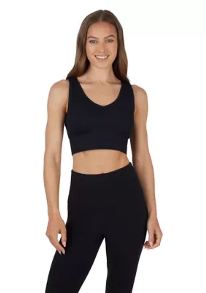 Ribbed Seamless Bianca V-Neck Cropped Tank Top