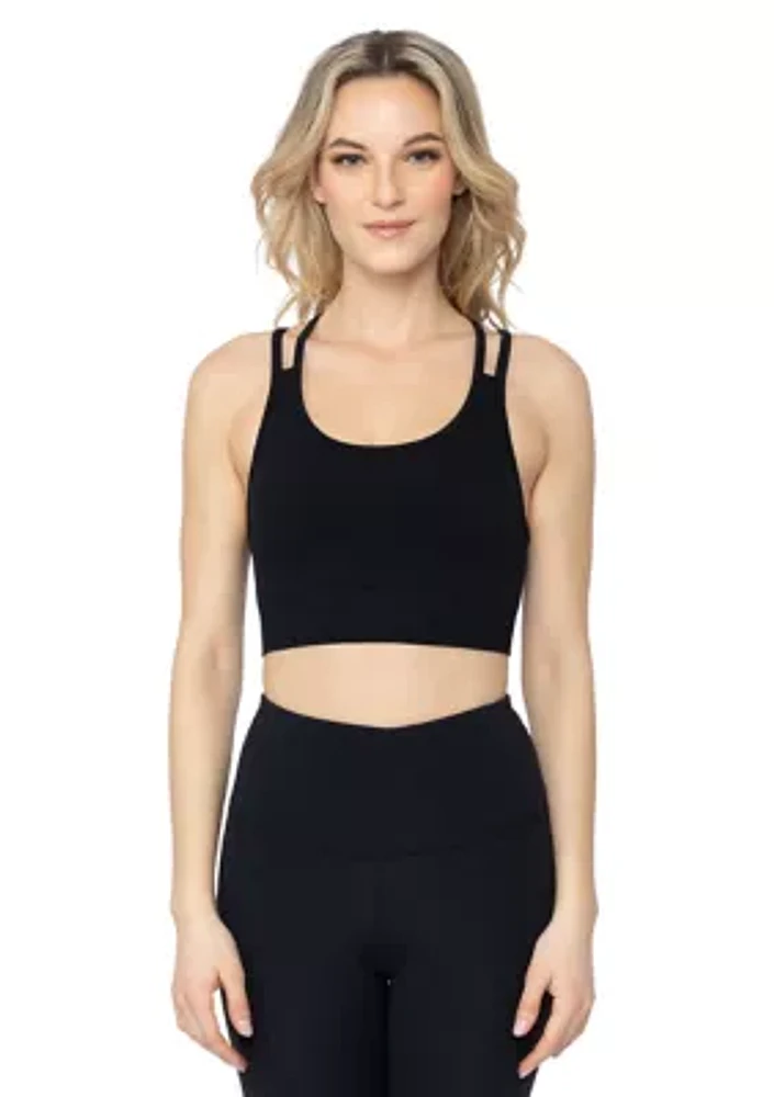 Seamless Longline Sports Bra with Rib Details