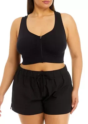 Plus Seamless Bra Top with Zipper Front