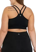 Plus Seamless Longline Sports Bra with Ribbed Details