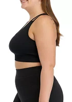 Plus Seamless Longline Sports Bra with Ribbed Details