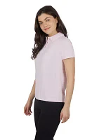 Women's Short Sleeve Polo T-Shirt with Buttons