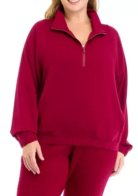 Plus Scuba 1/2 Zip Pullover Sweatshirt with Pockets