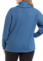 Plus Long Sleeve Brushed Waffle Cowl Neck Top