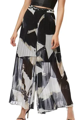 Women's Printed Pleated Wide Leg Pants