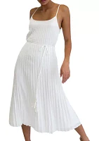 Women's Tie Waist Pleated Dress