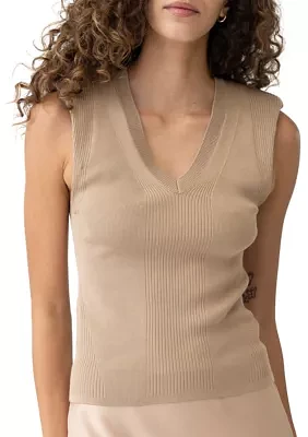 Women's Cap Sleeve Crew Neck Knit Top