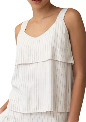 Women's Pintstripe Ruffle Layered Tank Top