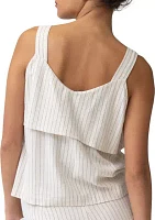 Women's Pintstripe Ruffle Layered Tank Top