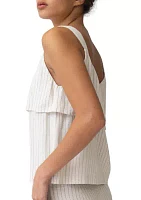 Women's Pintstripe Ruffle Layered Tank Top