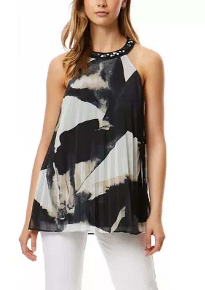 Women's Sleeveless Pleated Halter Blouse