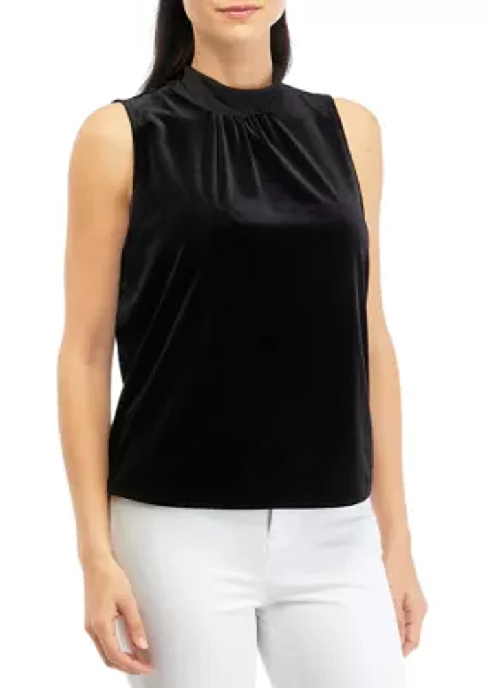 Women's Luxe Velvet Tank Top with Bow Tie