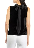 Women's Luxe Velvet Tank Top with Bow Tie