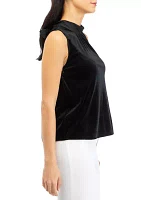 Women's Luxe Velvet Tank Top with Bow Tie