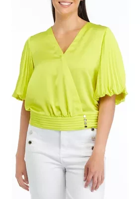 Women's Elbow Sleeve Surplice Blouse