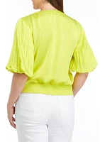 Women's Elbow Sleeve Surplice Blouse