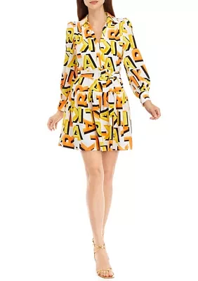 Women's Long Sleeve Printed Shirtdress