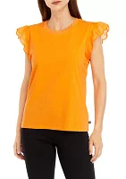 Women's Ruffle Sleeve Woven Top