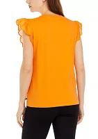 Women's Ruffle Sleeve Woven Top