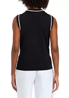 Women's Sleeveless Tipped Sweater