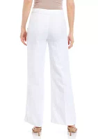 Women's Button Pocket Wide Leg Linen Pants