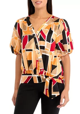 Women's Printed Wrap Blouse