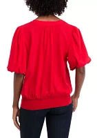 Women's Short Sleeve Wrap Blouse