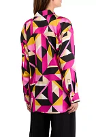 Women's Long Sleeve Geometric Button Front Shirt