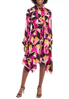 Women's Long Sleeve Geometric Print Shirtdress