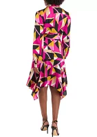 Women's Long Sleeve Geometric Print Shirtdress