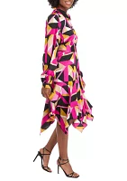 Women's Long Sleeve Geometric Print Shirtdress