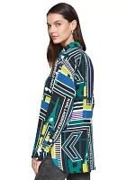 Women's Long Sleeve Geometric Multi Print Shirt