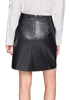 Women's Faux Leather Skirt with Zipper