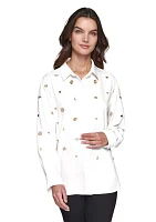 Women's Long Sleeve Embroidered Tunic Shirt