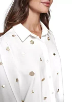 Women's Long Sleeve Embroidered Tunic Shirt