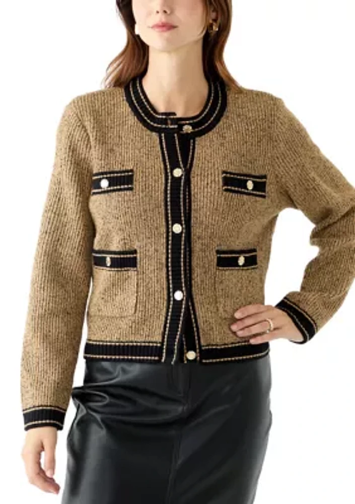 Women's Button Front Pocket Sweater Jacket