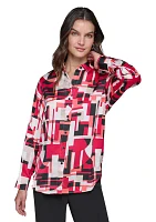 Women's Long Sleeve Printed Tunic Blouse