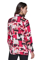 Women's Long Sleeve Printed Tunic Blouse