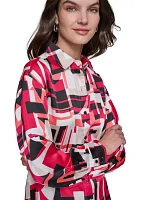 Women's Long Sleeve Printed Tunic Blouse