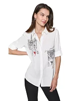 Women's Paris Shop Button Down Shirt