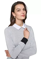 Women's Long Sleeve Pocket Front 2Fer Sweater