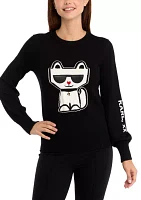 Women's Cat Graphic Crew Neck Sweater