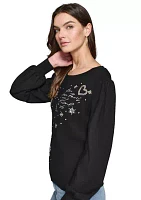 Women's Embroidered Crew Neck Sweater