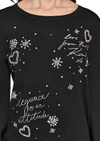 Women's Embroidered Crew Neck Sweater