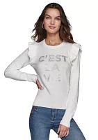 Women's C'est La Vie Ruffle Sweater