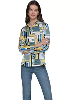 Women's Long Sleeve Geometric Print Shirt