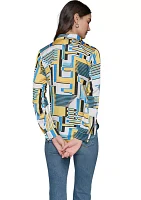 Women's Long Sleeve Geometric Print Shirt