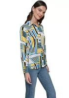 Women's Long Sleeve Geometric Print Shirt