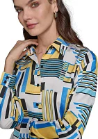 Women's Long Sleeve Geometric Print Shirt