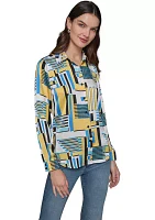 Women's Long Sleeve Geometric Print Shirt